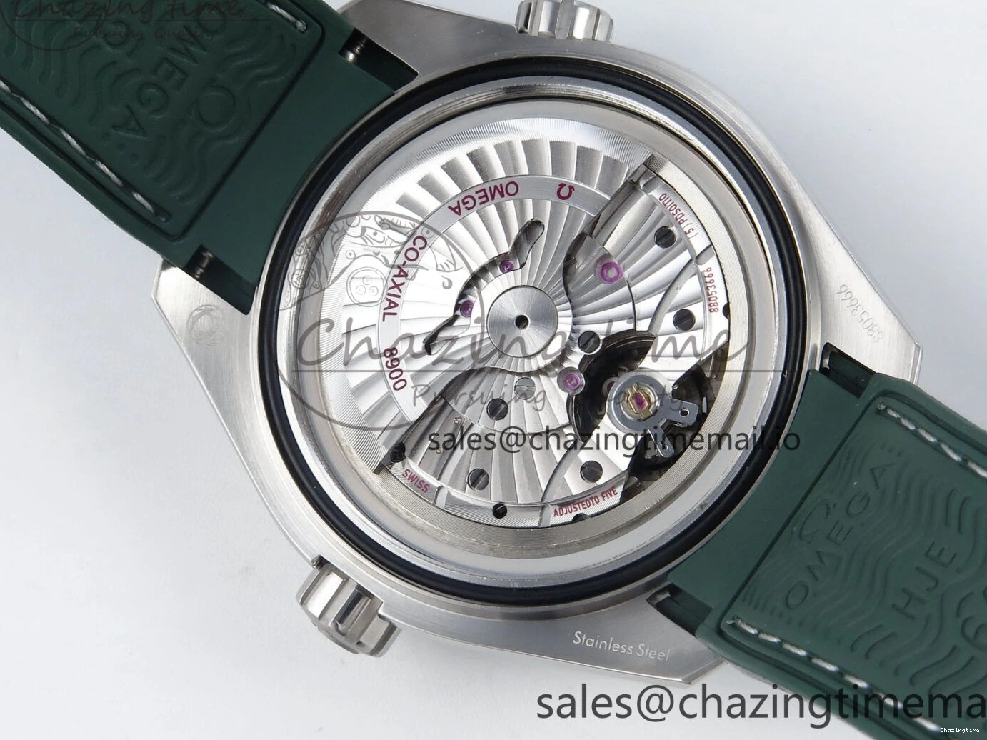 0401 Bold Seamaster Planet Ocean 600M 43.5mm SS SCF 1:1 Best Edition Green Bezel Gray Dial on Green Rubber Strap A8900 Super Clone 7666